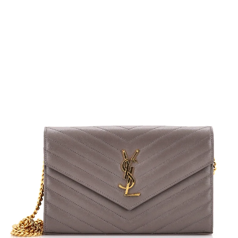 Designer bags with gold hardwareClassic Monogram Wallet on Chain Matelasse Chevron Leather Medium