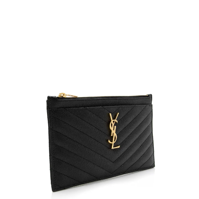 Mini bags for evening outSaint Laurent Matelasse Grain de Poudre Monogram Cassandre Bill Pouch 23931