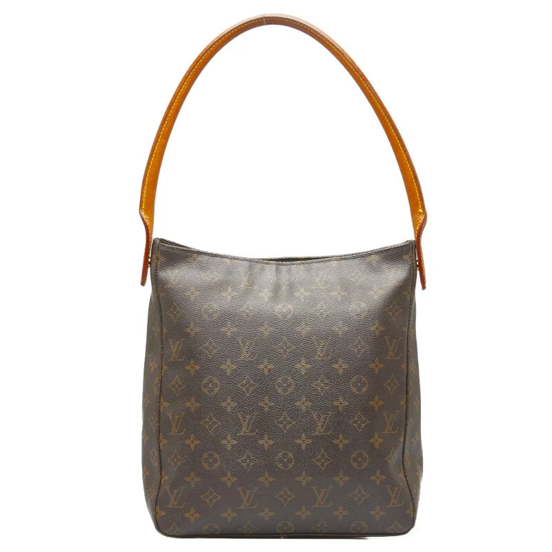 Vegan leather handbagsLouis Vuitton Monogram Lo-Ping GM Shoulder Bag M51145 Brown PVC Leather  Louis Vuitton