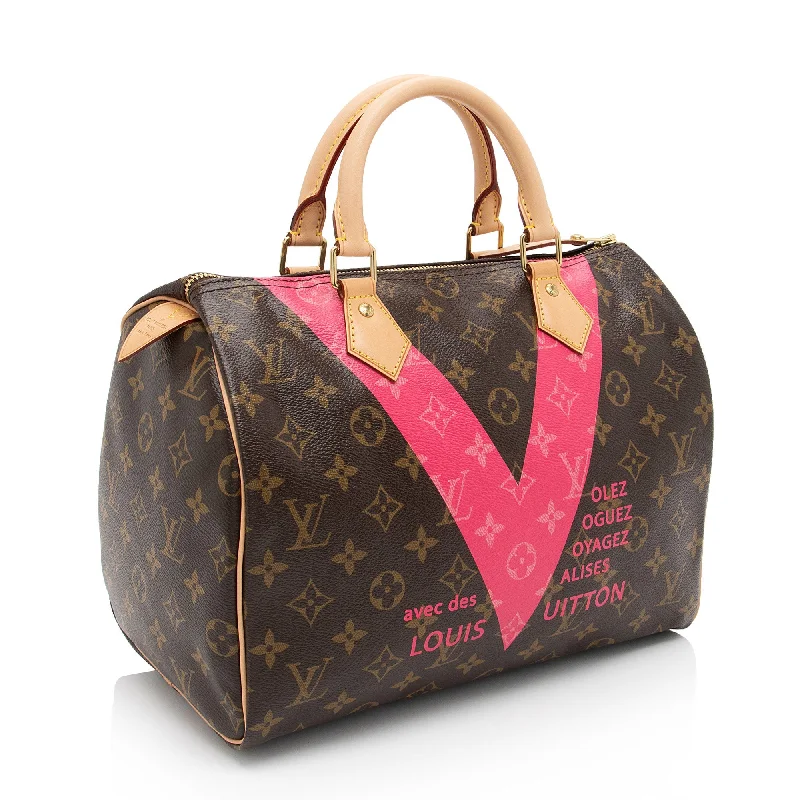 Designer bags with gold hardwareLouis Vuitton Monogram Canvas V Speedy 30 Satchel (QklCYN)