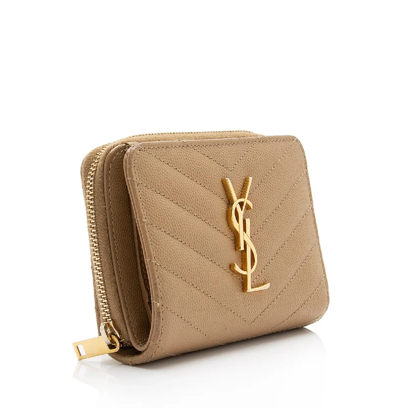 Best-selling designer bags 2025Saint Laurent Matelasse Grain de Poudre Monogram Compact Zip Around Wallet 23548