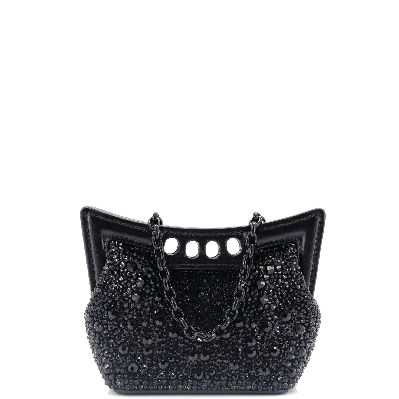 Vintage-inspired handbagsThe Peak Chain Shoulder Bag Crystal Embellished Leather Micro