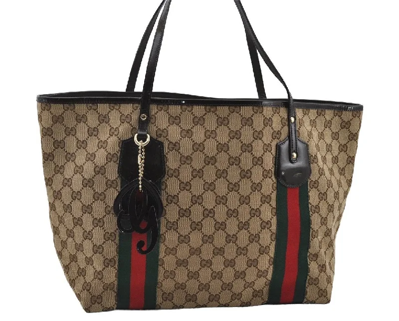 High-end designer bags for menAuth GUCCI Jolie Web Sherry Line Tote Bag GG Canvas Enamel 211970 Brown 7190I