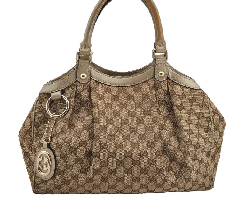 Luxury bags with exotic skinsAuthentic GUCCI Sukey Shoulder Tote Bag GG Canvas Leather 211944 Brown 6370I