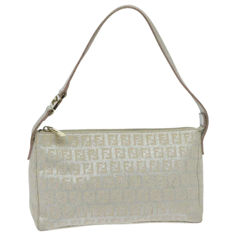 Affordable designer bag dupesFENDI Zucchino Canvas Shoulder Bag Beige Gold  94187