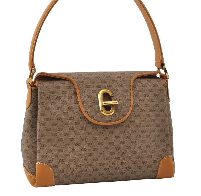 Designer bags with top handlesAuthentic GUCCI Micro GG PVC Leather Shoulder Hand Bag Purse Brown Junk 6030I