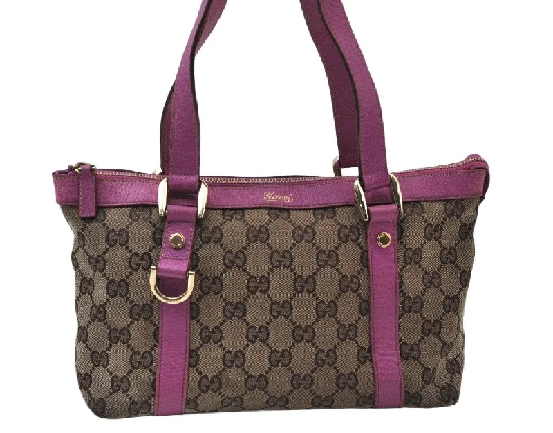 High-quality leather messenger bagsAuthentic GUCCI Abbey Hand Tote Bag Purse GG Canvas Leather 141471 Brown 5872I