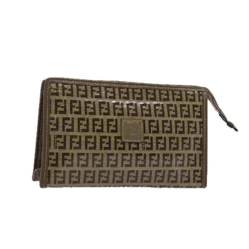 Stylish laptop bags for professionalsFENDI Zucchino Canvas Pouch Brown  ep3045