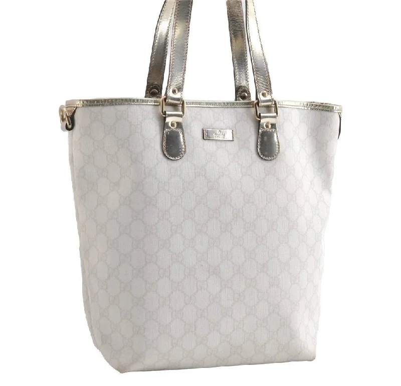 High-quality leather messenger bagsAuthentic GUCCI Vintage Shoulder Tote Bag GG PVC Enamel 189896 White 6292I