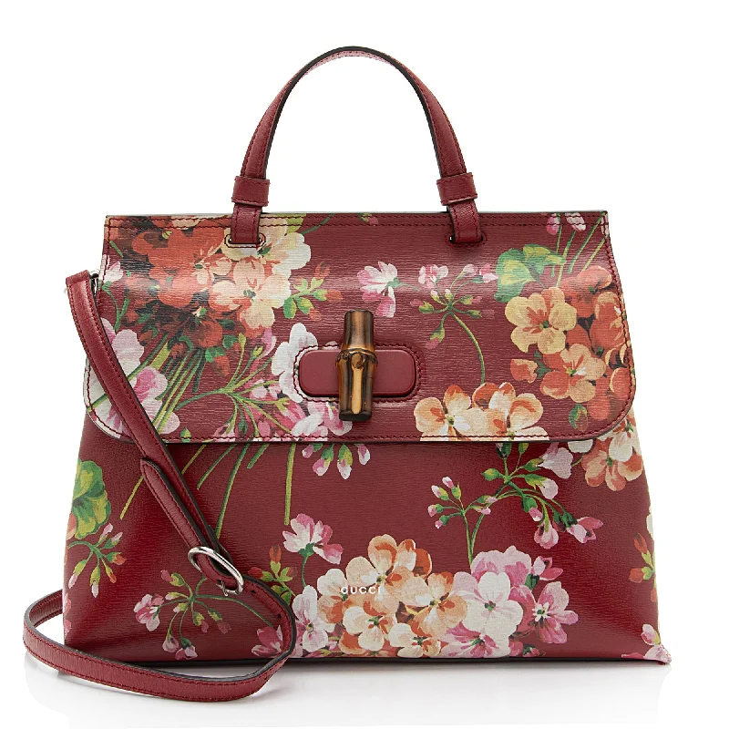 Customizable monogram bagsGucci Leather Blooms Bamboo Daily Medium Satchel (YKON9B)