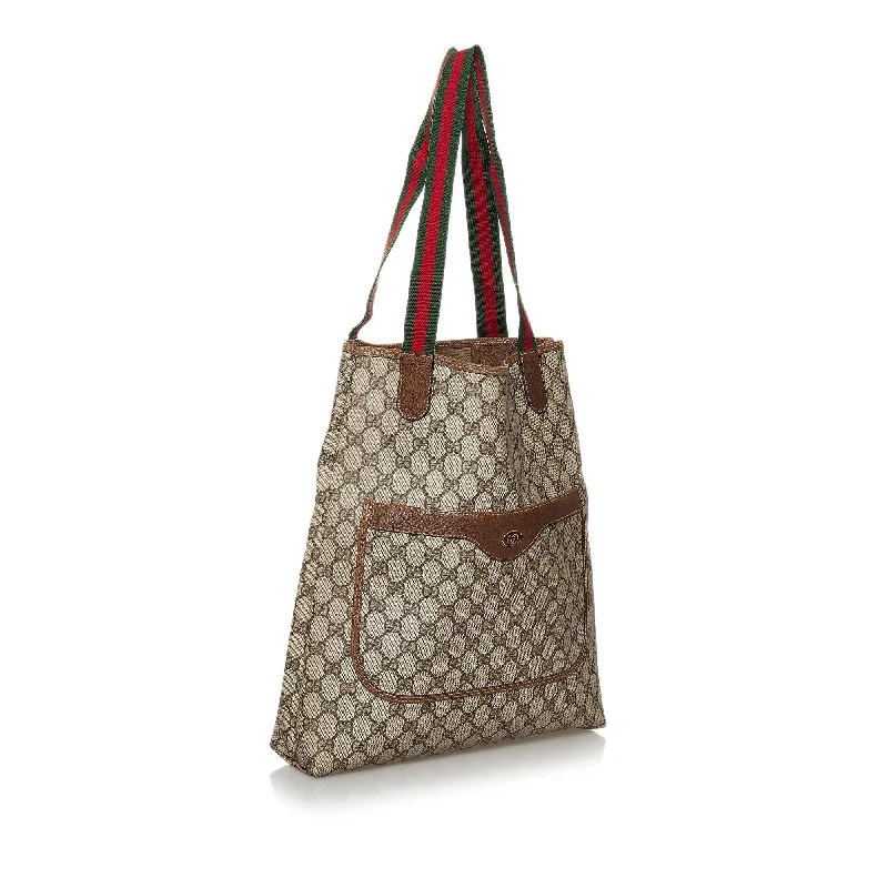 Trendy bucket bags for summerGucci GG Supreme Web Tote Bag (29825)