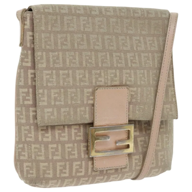 Affordable leather bagsFENDI Zucchino Canvas Shoulder Bag Beige Gold  bs18891