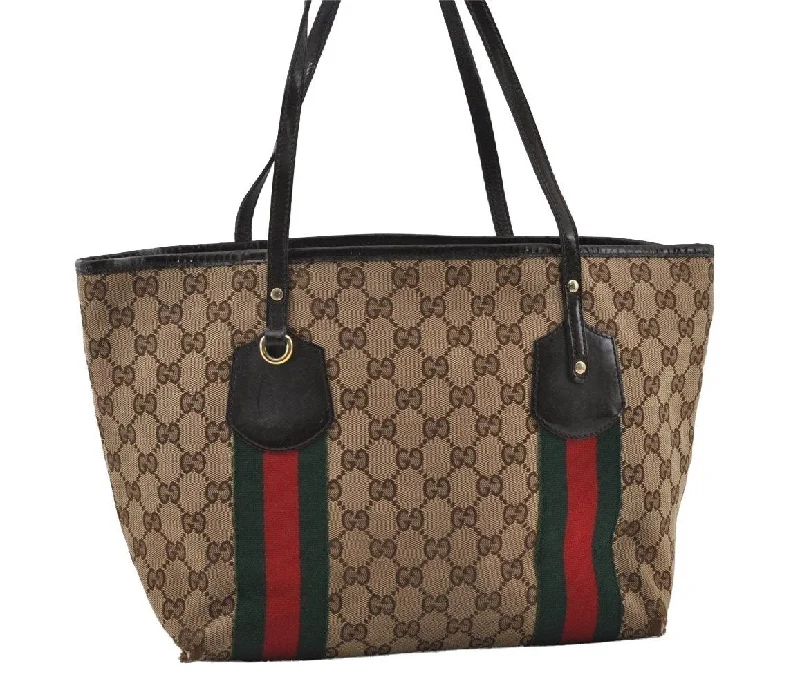 Crossbody bags for everyday useAuth GUCCI Jolie Web Sherry Line Tote Bag GG Canvas Enamel 211971 Brown 7192I