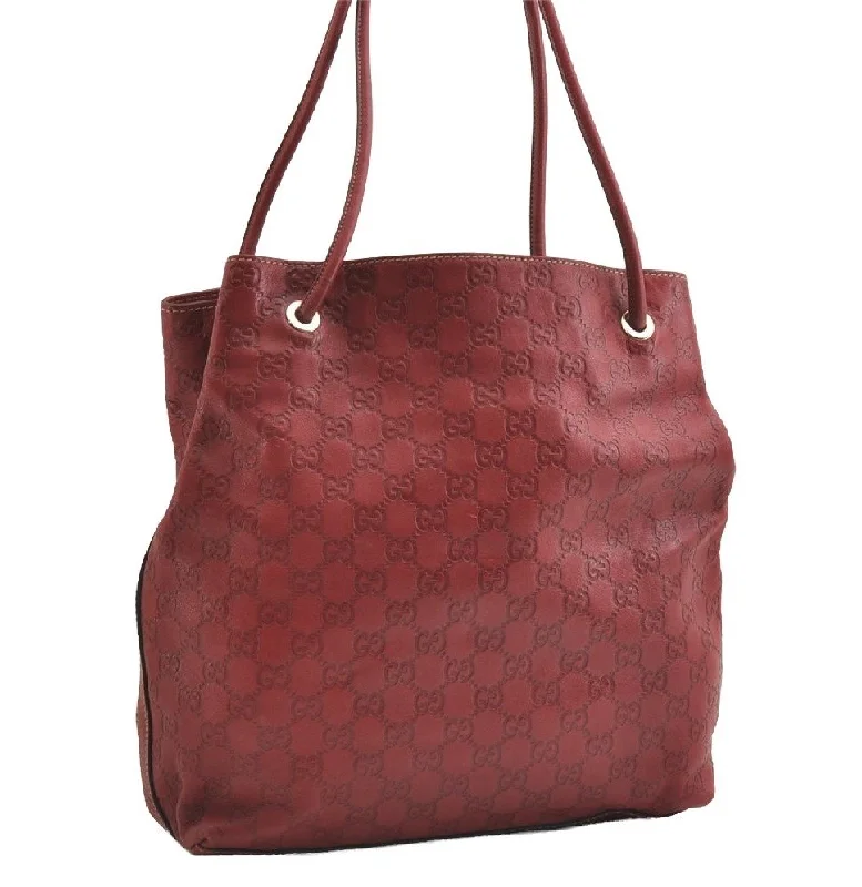 Stylish laptop bags for professionalsAuthentic GUCCI Guccissima Shoulder Tote Bag GG Leather 257275 Red 6201I