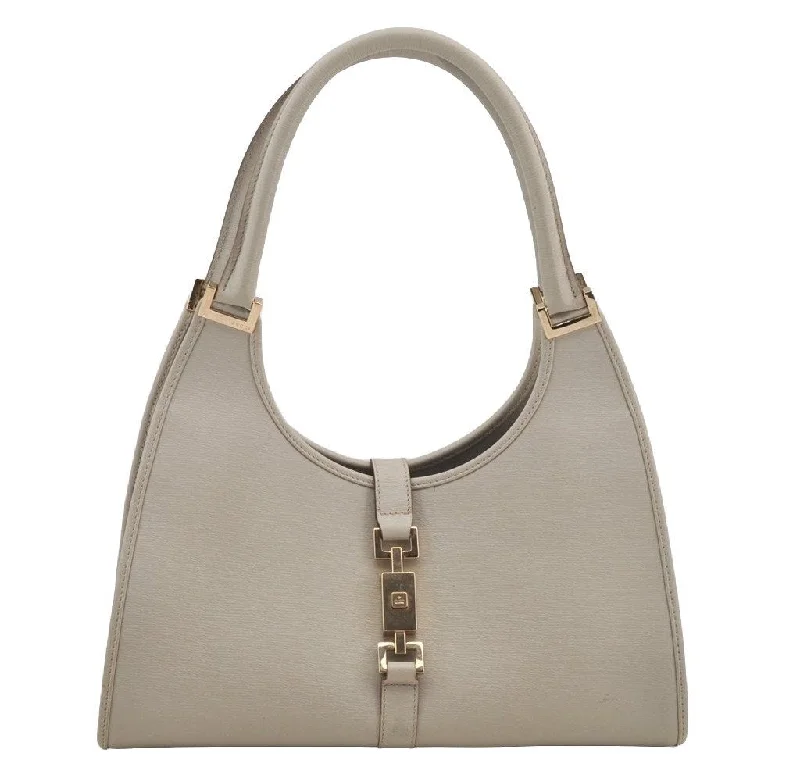 Vegan leather handbagsAuthentic GUCCI Jackie Shoulder Hand Bag Purse Leather 0021067 Light Gray 6320I