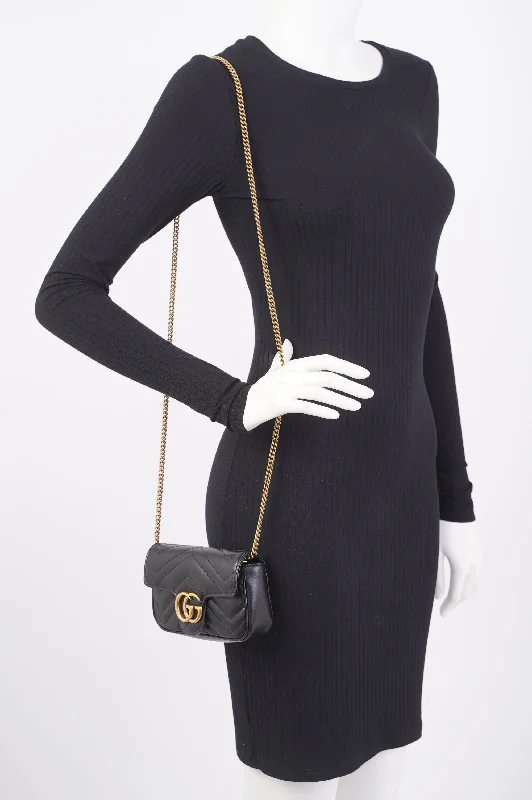 Best-selling designer bags 2025Gucci Marmont Flap Black Matelasse Leather Super Mini