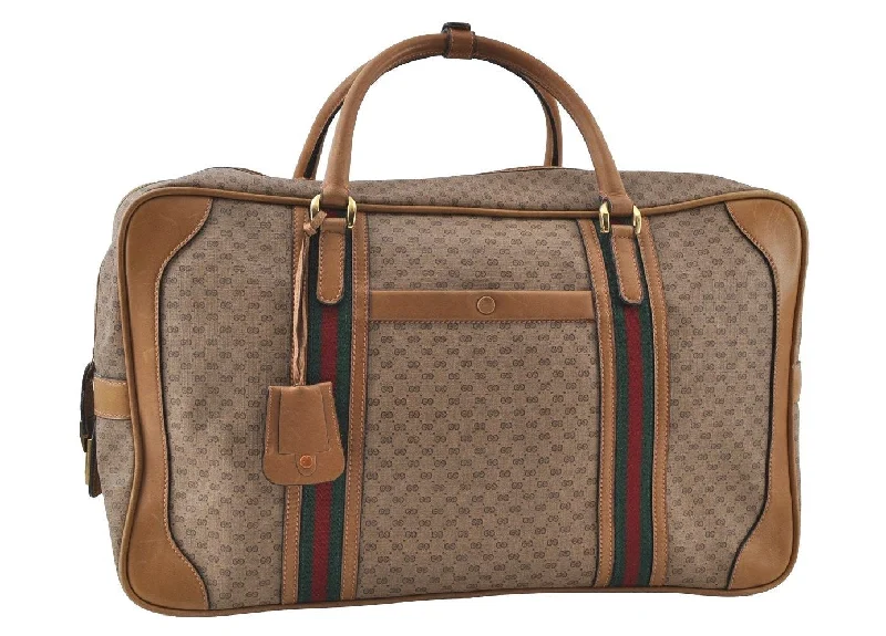 Affordable designer bag dupesAuthentic GUCCI Web Sherry Line Micro GG Trunk Case PVC Leather Brown 5849I