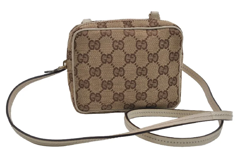 Luxury bags with chain strapsAuthentic GUCCI Shoulder Cross Body Bag Purse GG Canvas Leather Brown 7206I