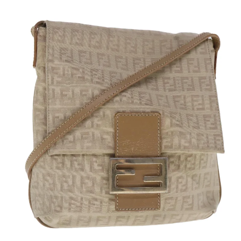 Luxury handbags 2025FENDI Zucchino Canvas Shoulder Bag Beige Gold  94453