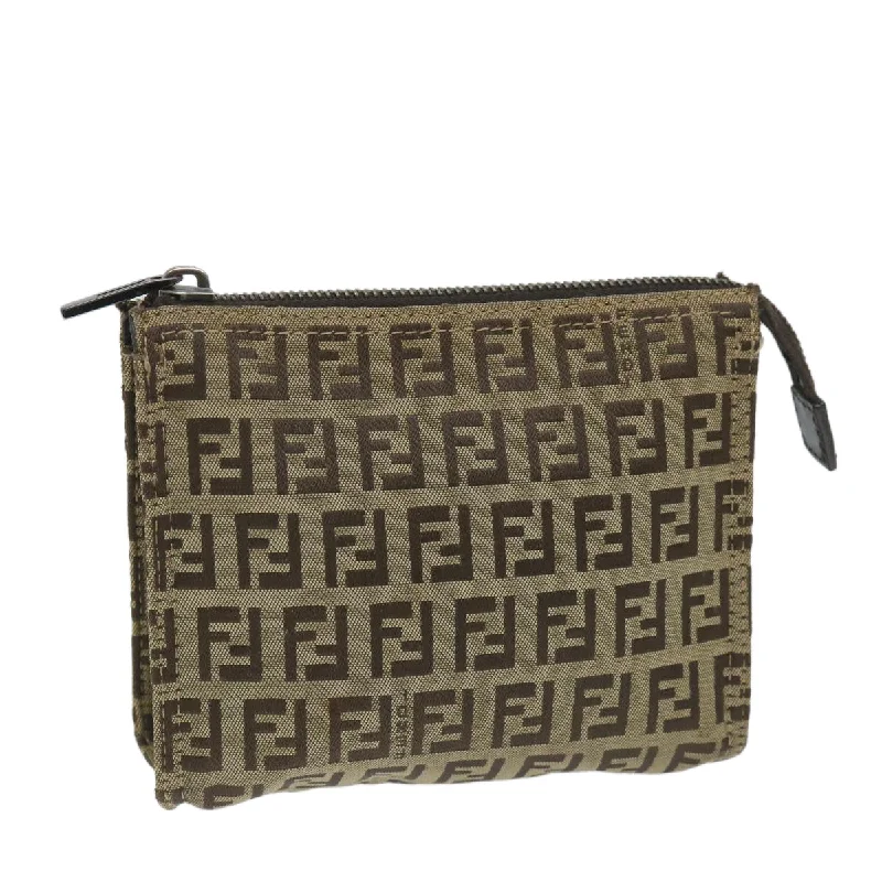 Customizable monogram bagsFENDI Zucchino Canvas Pouch Nylon Brown  58120