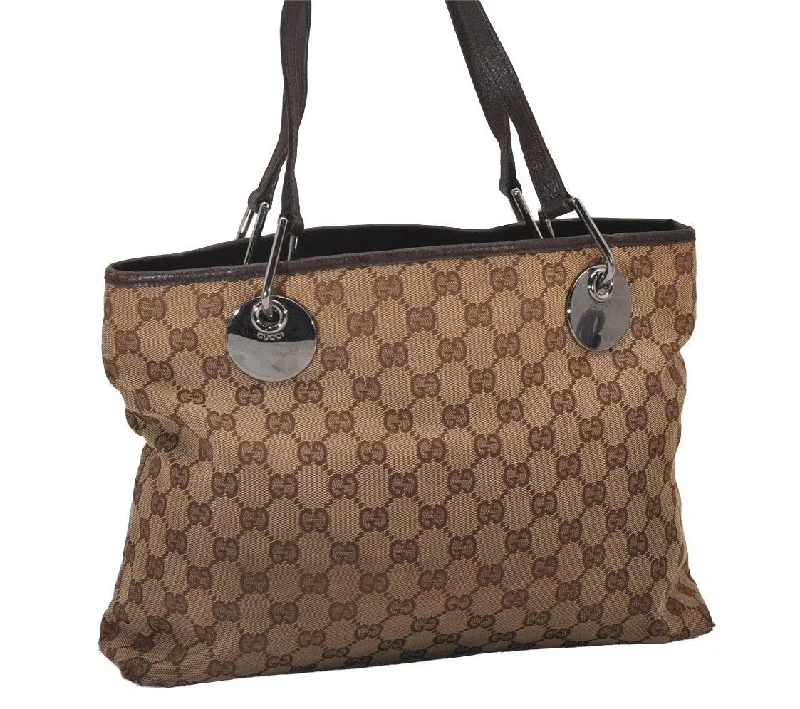 Customizable monogram bagsAuthentic GUCCI Eclipse Shoulder Hand Bag GG Canvas Leather 120837 Brown 5787I