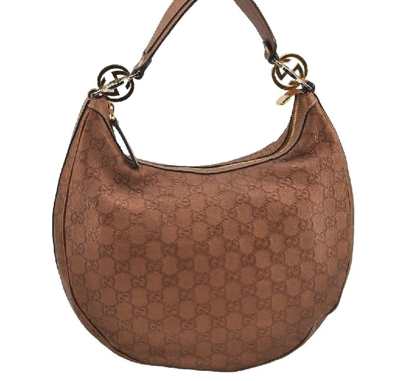 Customizable monogram bagsAuthentic GUCCI Guccissima Twins Shoulder Hand Bag GG Leather 232962 Brown 6196I