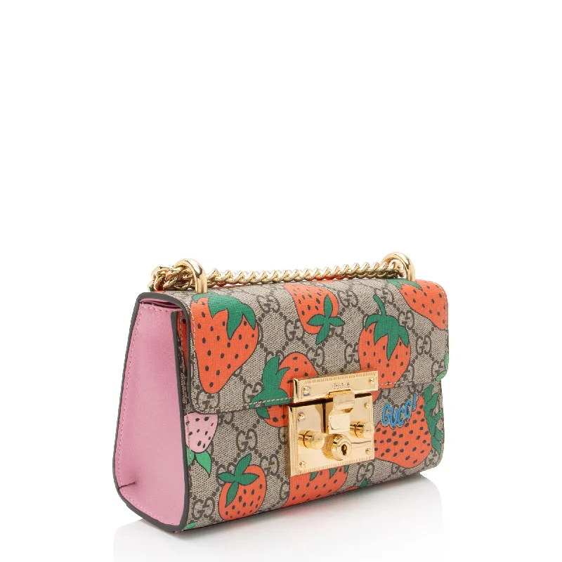 Luxury bags with exotic skinsGucci GG Supreme Strawberry Padlock Small Shoulder Bag (uX0Syw)