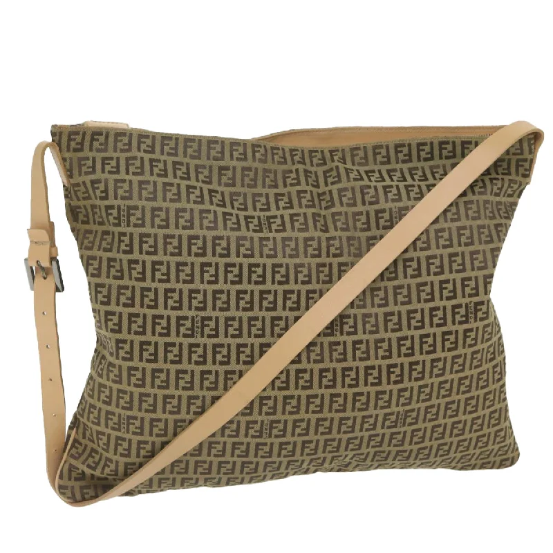 Compact crossbody bags for travelFENDI Zucchino Canvas Shoulder Bag Beige  62857