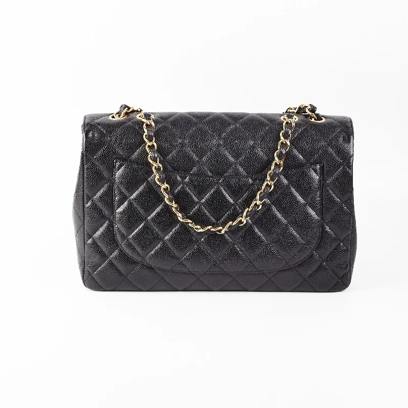 High-end designer bags for menChanel Classic Jumbo Caviar Black