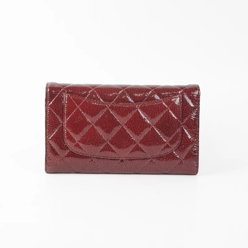 Mini bags for evening outChanel Long Quilted Patent Burgundy Wallet