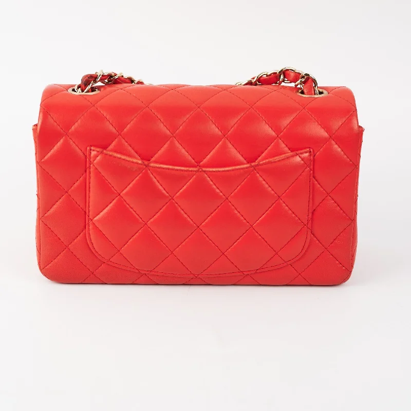 High-end designer bags for menChanel Quilted Mini Rectangular Red (orange undertone)