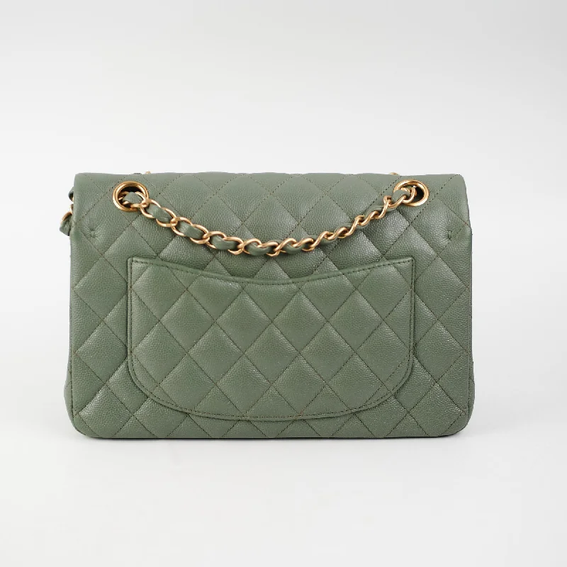 Water-resistant travel backpacksITEM 30 - Chanel Classic Small Double Flap Iridescent Green 18C