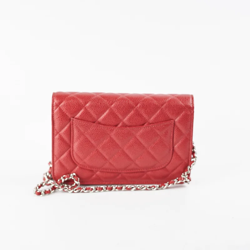 Designer bags with detachable strapsChanel WOC Wallet On Chain Red Caviar 21 series