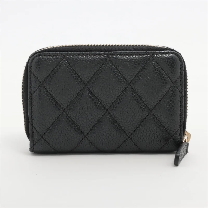 Luxury bags with chain strapsChanel Zipper Caviar Black Cardholder - Series 20