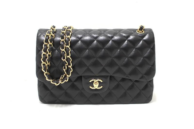 Elegant clutch bags for weddingsChanel Black Quilted Lamskin Leather Classic Jumbo Double Flap Bag