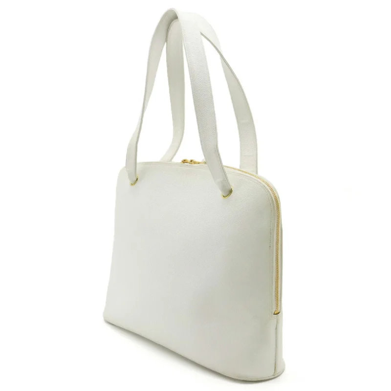 Designer bags with detachable strapsCHANEL Coco Ball Mark Tote Bag Shoulder Caviar Skin Leather White