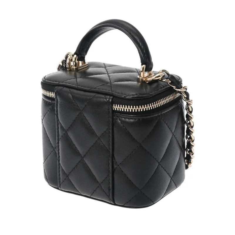 Designer bags with gold hardwareCHANEL Small Vanity Chain Shoulder Black Champagne AP2198 Women's Lambskin Bag