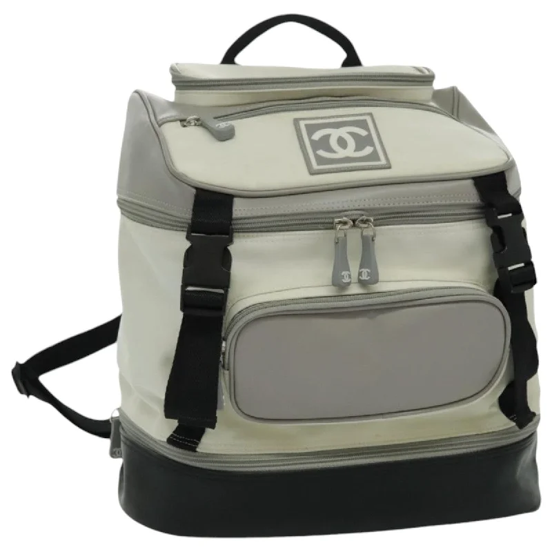 Crossbody bags for everyday useCHANEL Sports Line Backpack Nylon White Gray CC  bs19164