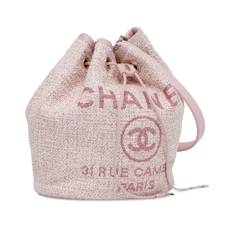 Luxury handbags 2025Chanel Tweed Deauville Drawstring Bucket Bag (2B1zbV)