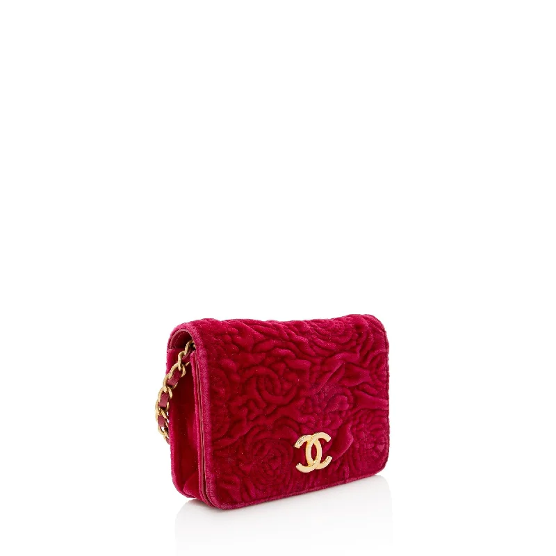 High-quality leather messenger bagsChanel Velvet Camellia Flap Coin Purse on Chain (22731)