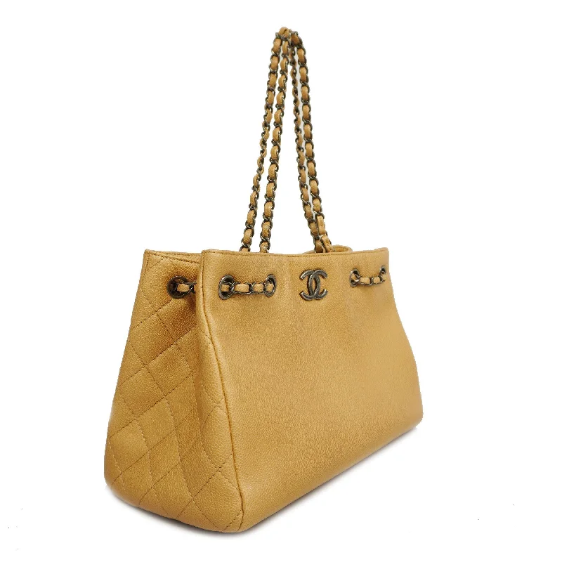 Mini bags for evening outCHANEL[3ca0362] Auth  tote bag chain shoulder caviar skin beige