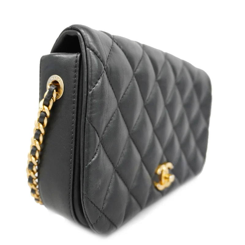 Vintage-inspired handbagsCHANEL[3ca0444] Auth  Shoulder Bag Matelasse Chain Shoulder Lambskin Black Gold metal