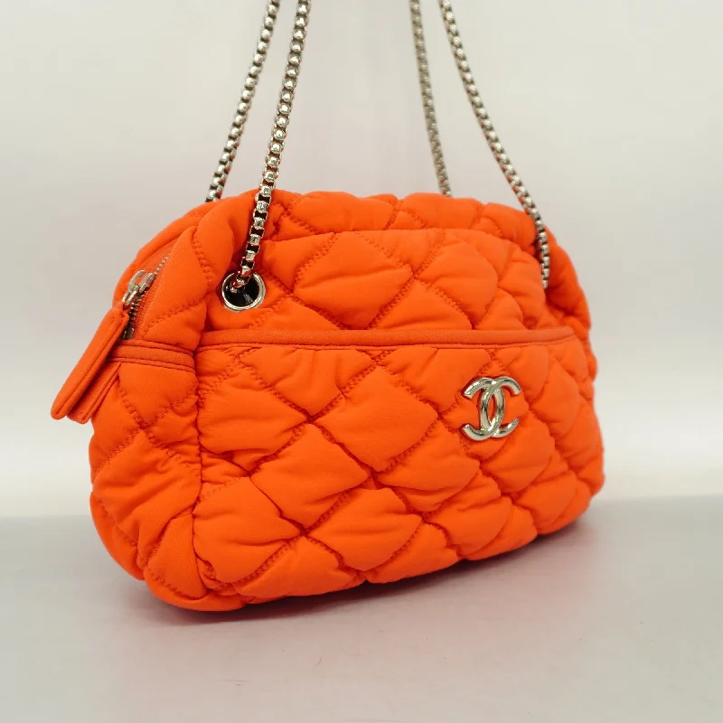 Luxury brand bags on saleCHANELAuth  Chain Shoulder Women's Nylon Shoulder Bag Orange